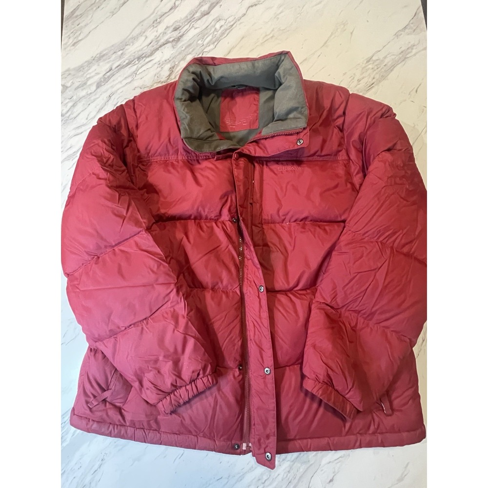 L.L.Bean Men's Red Goose Down Puffer Jacket Full Zip Pockets Size 2XL. READ DESC